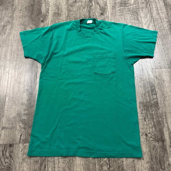 Other - Vintage Green Blank Single Stitch Selvedge Pocket T Shirt